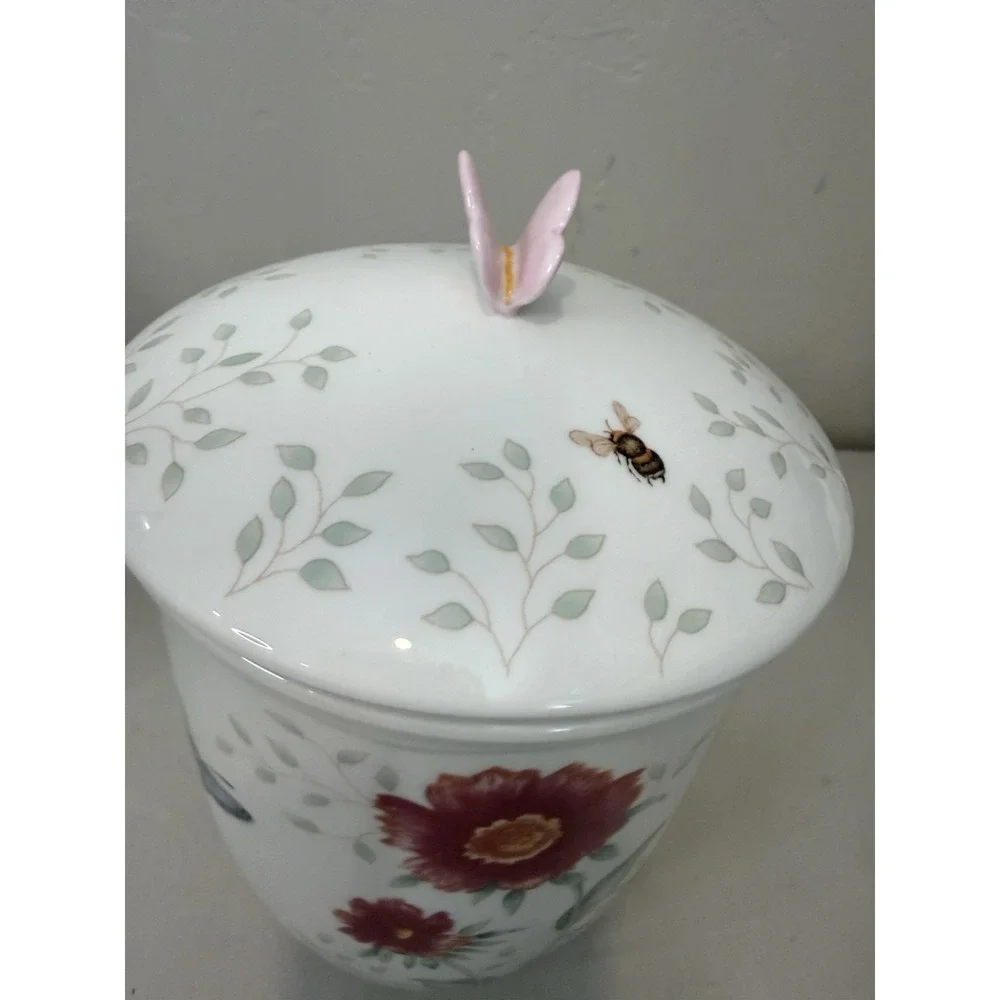 Lenox Porcelain Butterfly Meadow Large Canister with Lid 9